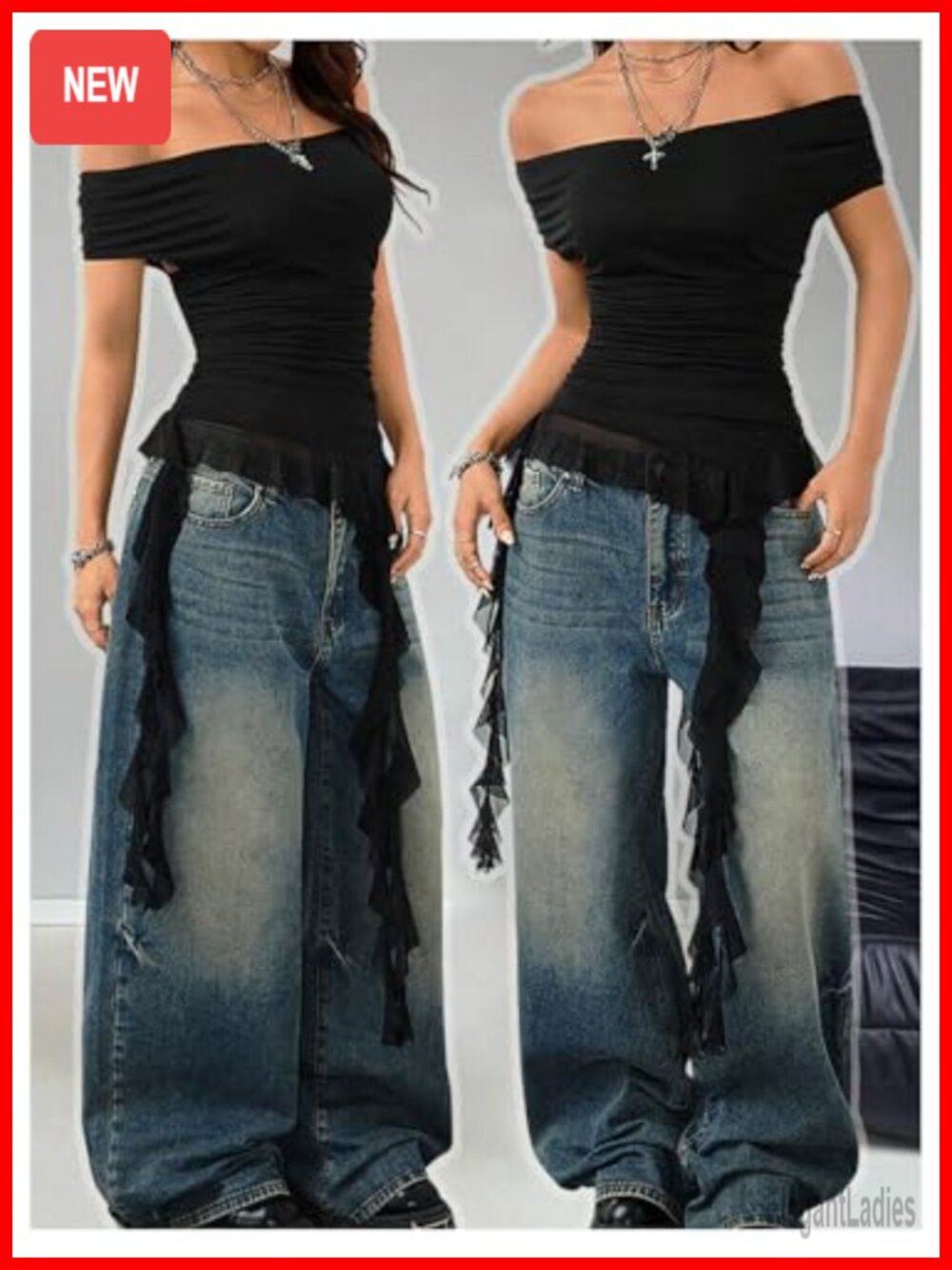 SweatyRocks Off Shoulder Asymmetrical Mesh Top Y2k Ruched Ruffle - Picture 5 of 6
